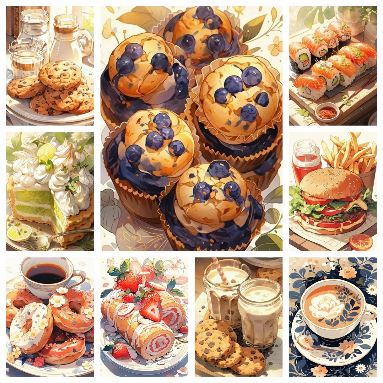 

Алмазная картина Пейзаж Десерты Торт Кухня Пейзаж Вышивка Домашний декор Стразы Набор «сделай сам» Детский подарок ручной работы