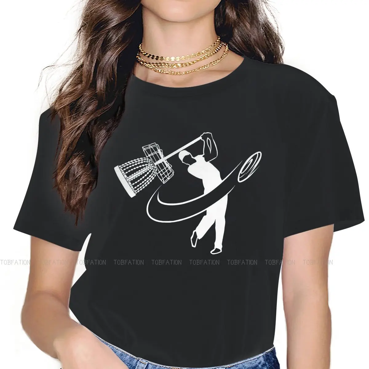 Funny Disc Golfer Swinging A basket Like A Golf Club Hipster TShirts Golf Woman Pure Cotton Streetwear T Shirt Round Neck