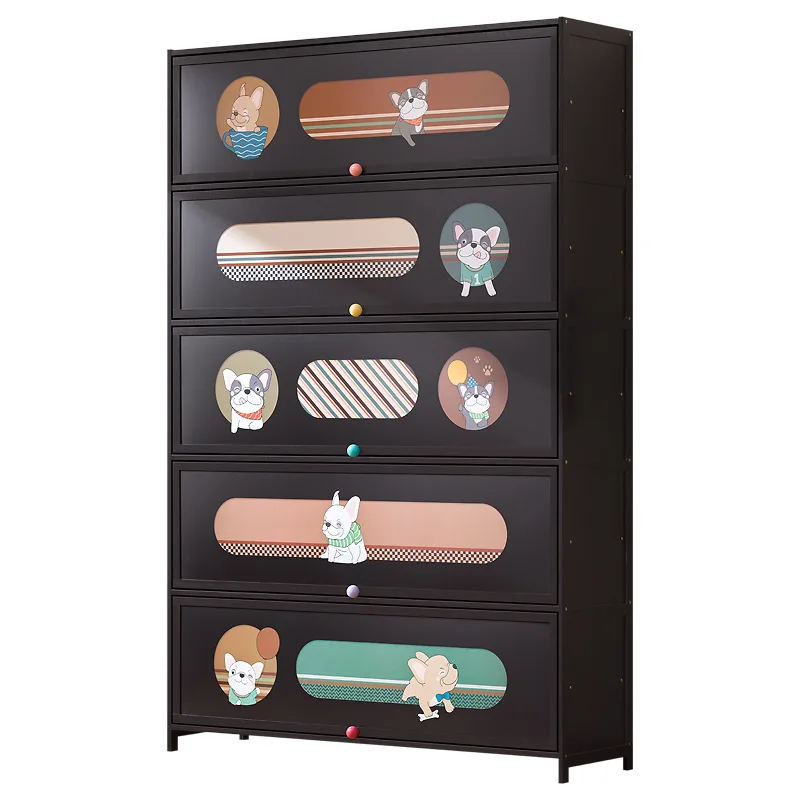 

#Black shoe cabinet, multi-layer shoe rack at the entrance, living room storage cabinet, dust-proof shoe rack with flip door