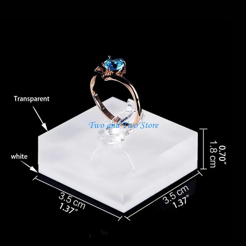 

HX6F Finger Ring Clips Display Support Crystal Square for Triangle Ring Storage Holde