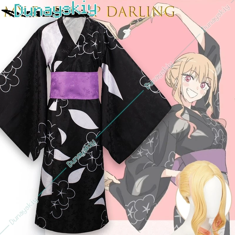 

My Dress Up Darling Marin Kitagawa Yukata Cosplay Anime Character Kimono Full Set Halloween Carnival Party Dress