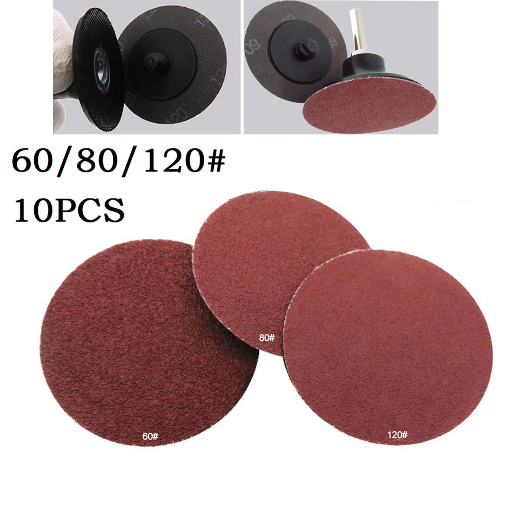 10Pcs 2inch Abrasive Sanding Disc Set 60/80/120 Grit Polishing Pads Sander Paper Disk Metal Polished Woodworking Tools