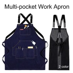 Kitchen Restaurant Work Haircut Denim Apron Barber Chef Cooking Cafe Shop BBQ Apron Hairdresser Cape