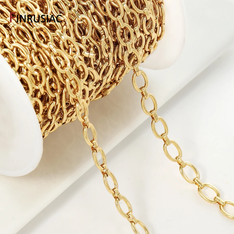 7*10mm 18K Gold Plated Brass Large O Chain for Jewelry Making, High Quality Metal Link Chains for Necklace Bracelet Accessories