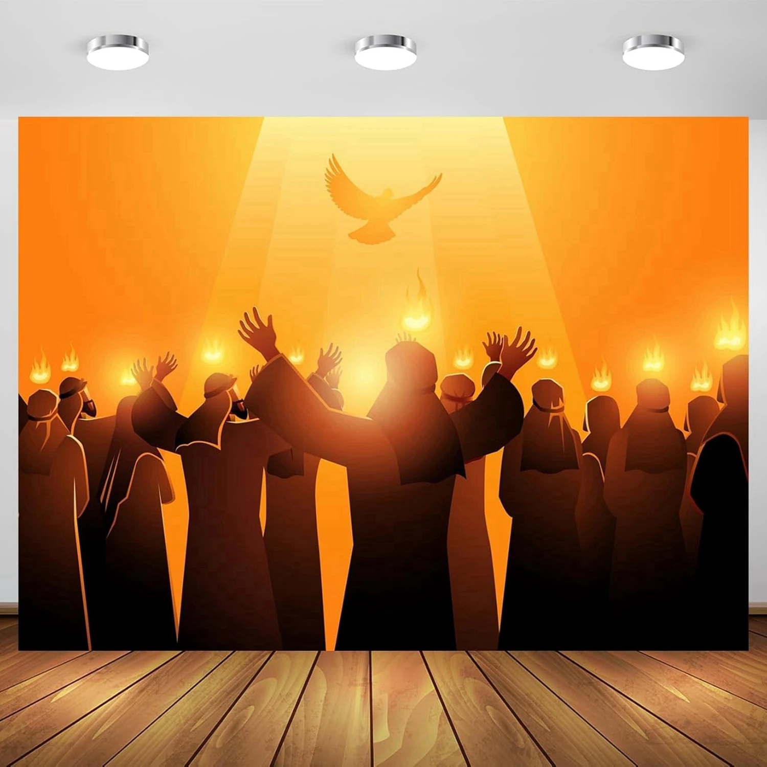 Pentecost Holy Flame Dove Background Biblical Spirit Beliefs Christian Church Decor Jesus Cross Baptism Party Photo Backdrop
