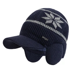New Unisex Winter Hat Plush Fur Lined Warm Earflap Hat Casual Beanie Cap For Men Women Outdoor Keep Ear Warm Knitted Hat