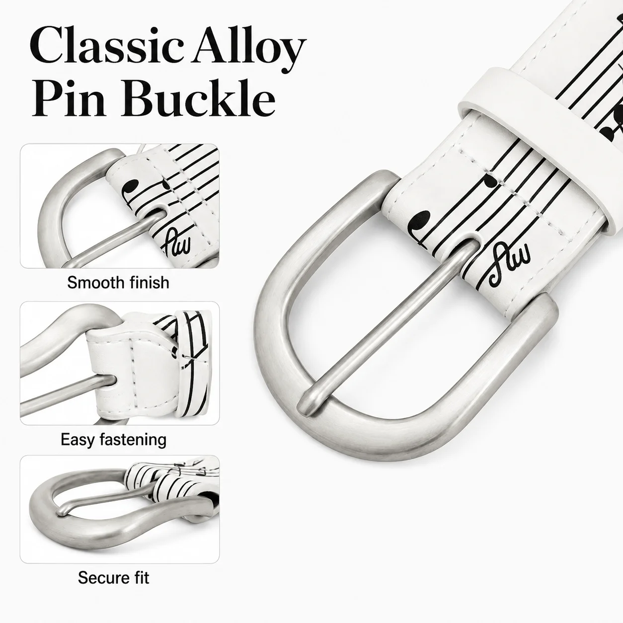 Music Themed Printed Needle Buckle Belt for Music Enthusiasts, Artistic Personalized Dress Up Gift for Friends Family, Birthday