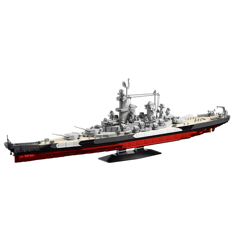 1:300 Missouri Schlachtschiff Klemmbausteine Set Großes Seekriegsschiff Bausteine Modellbausatz DIY Montage mit Drehbaren Artillerie Kanonen Spielzeug für Erwachsene Ideales Geburtstags Feiertags