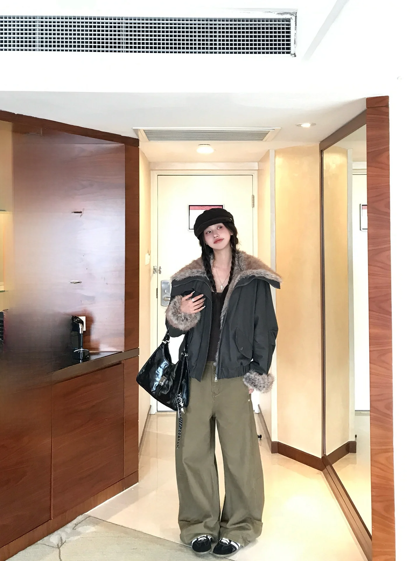 

Новые американские широкие повседневные прямые рабочие брюки 23TH ALTER 2025 для женщин, хлопковые, с пуговицами на талии, джинсы