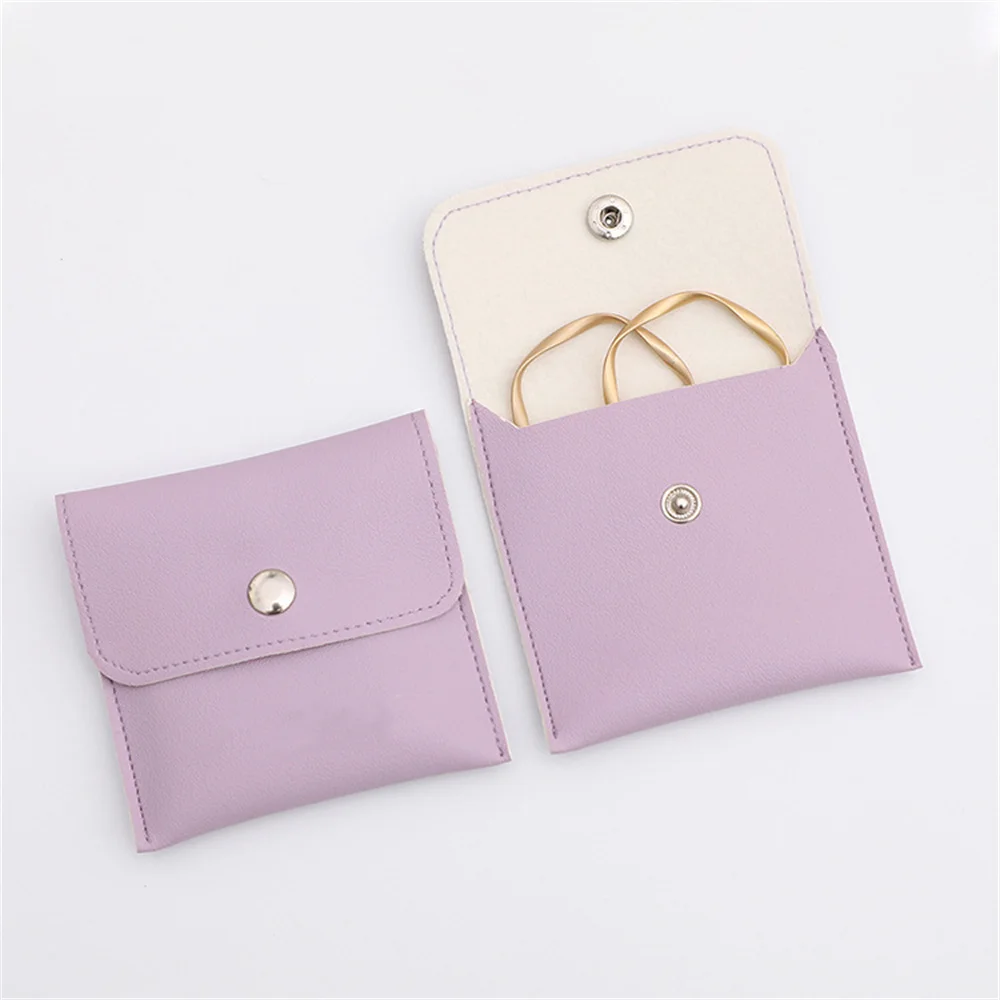 1/3Pcs Jewelry Bag 8*8cm Imitation Leather PU Jewelry Storage Bag Buckle Bag For Necklace Ring Bracelet Holder Jewelry Organizer