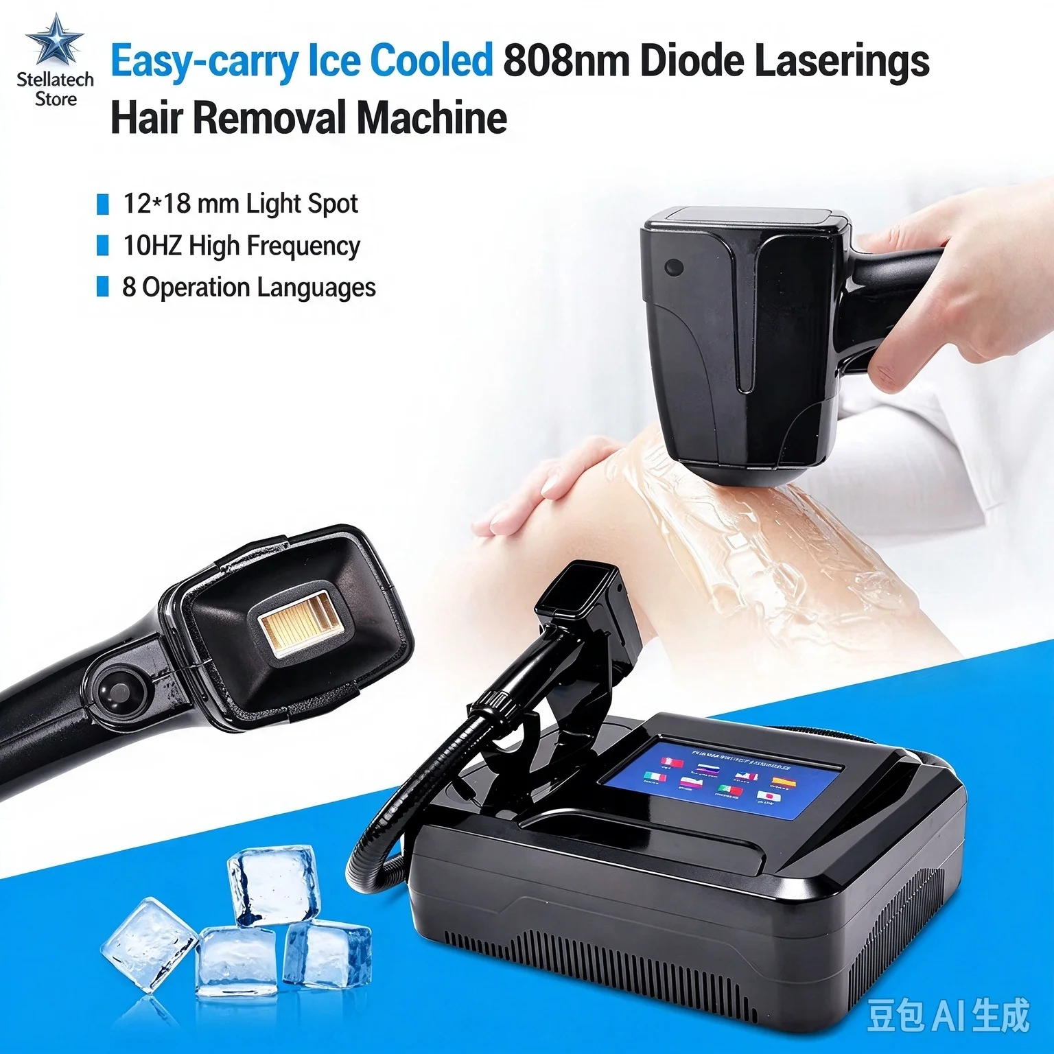 High Quality Easy-carry Ice Cooled 808nm Diode Laserings Hair Removal Machine
