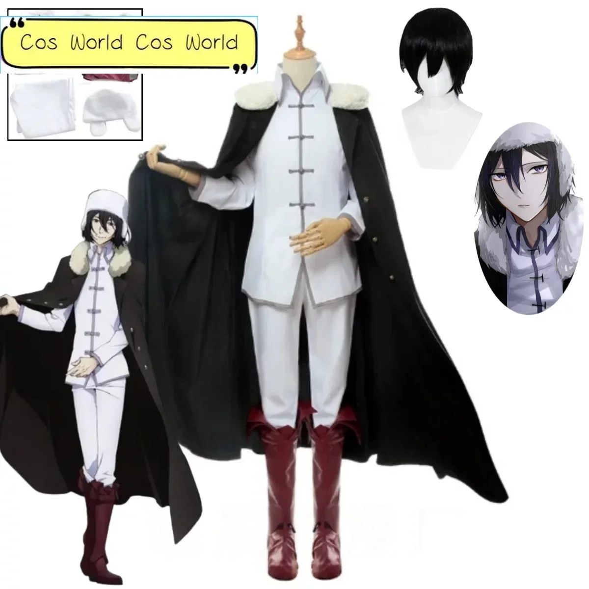 Anime Bungo Stray Dogs Fyodor Dostoevsky Kostum Fyodor Cosplay Men's Cloak Halloween Carnival Party Performance Set