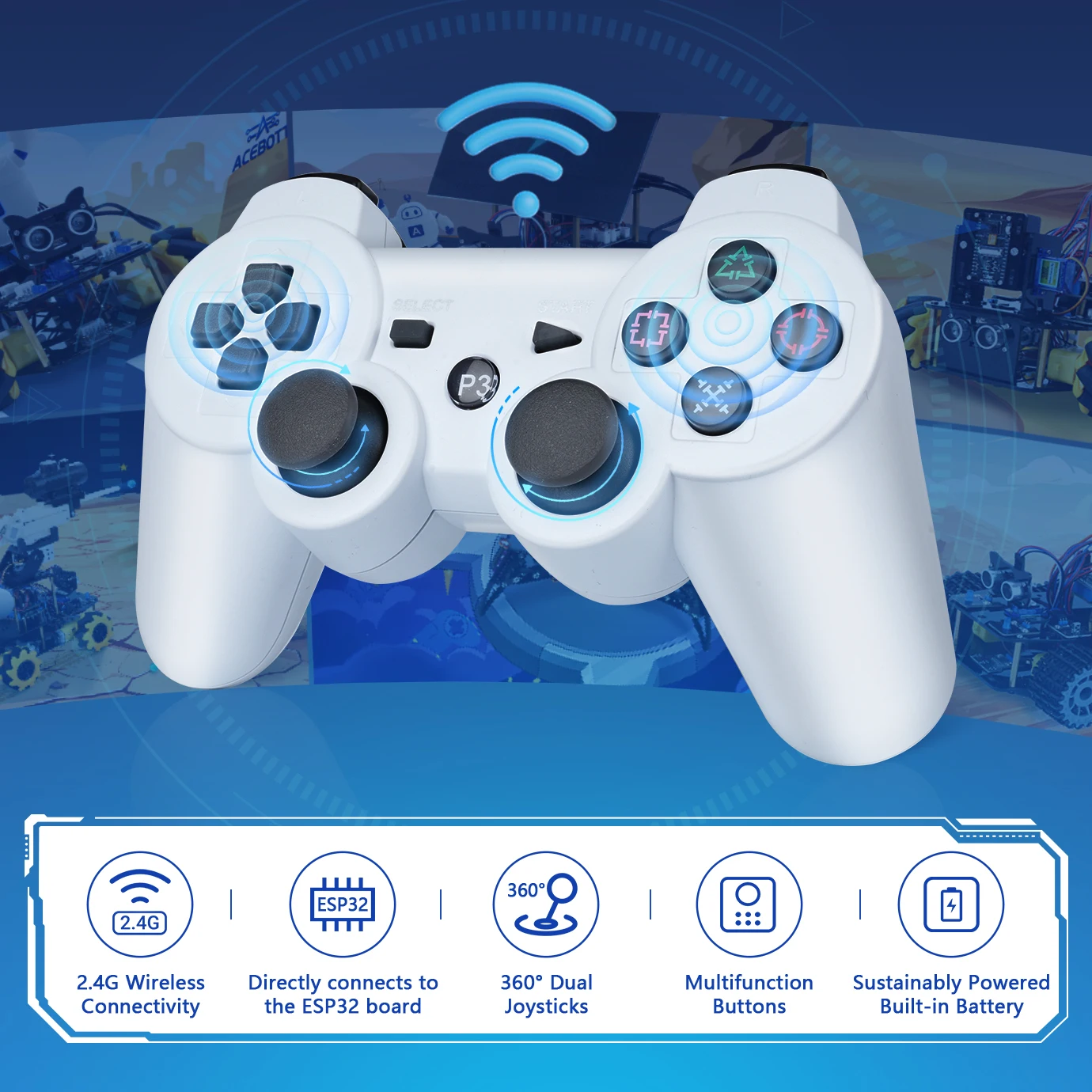 ACEBOTT Controller Gaming Game Gamepad for Handle Expansion Pack for ESP32 Robot Car Kit for School Project Arduino Scratch