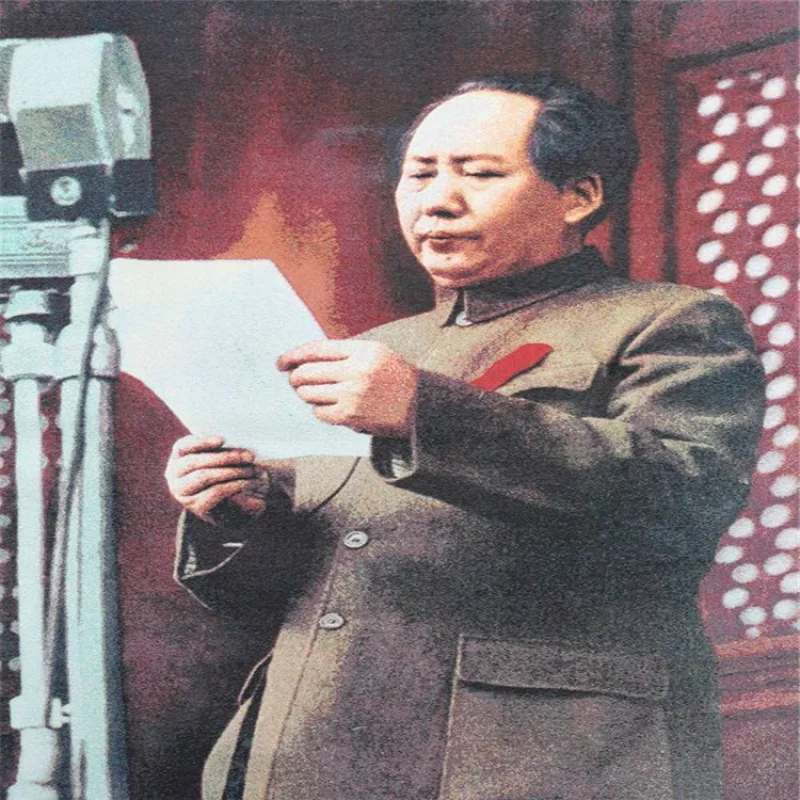 Póster de propaganda de la revolución Cultural, figura bordada del presidente Mao, cartel bordado de brocado, pintura Frontal del presidente Mao Wh