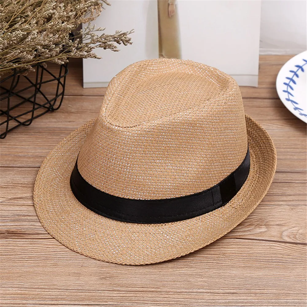 Children Kids Summer Beach Straw Hat Girls Boys Sunhat Jazz Panama Trilby Fedora Hat Gangster Cap Outdoor Breathable Hats кепка