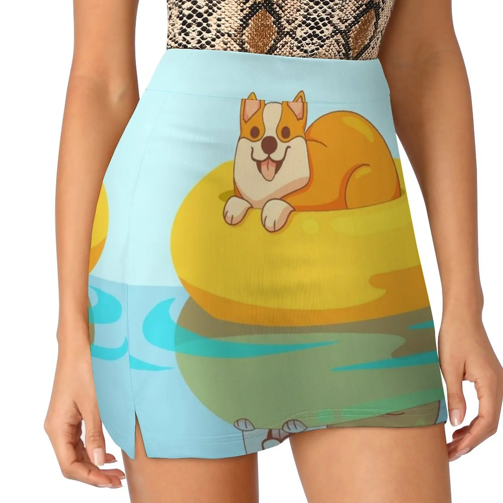 Summer Corgi Women's skirt Y2K Summer Clothes 2022 Kpop Style Trouser Skirt With Pocket Corgi Dog Corgilove Summer Digitalart