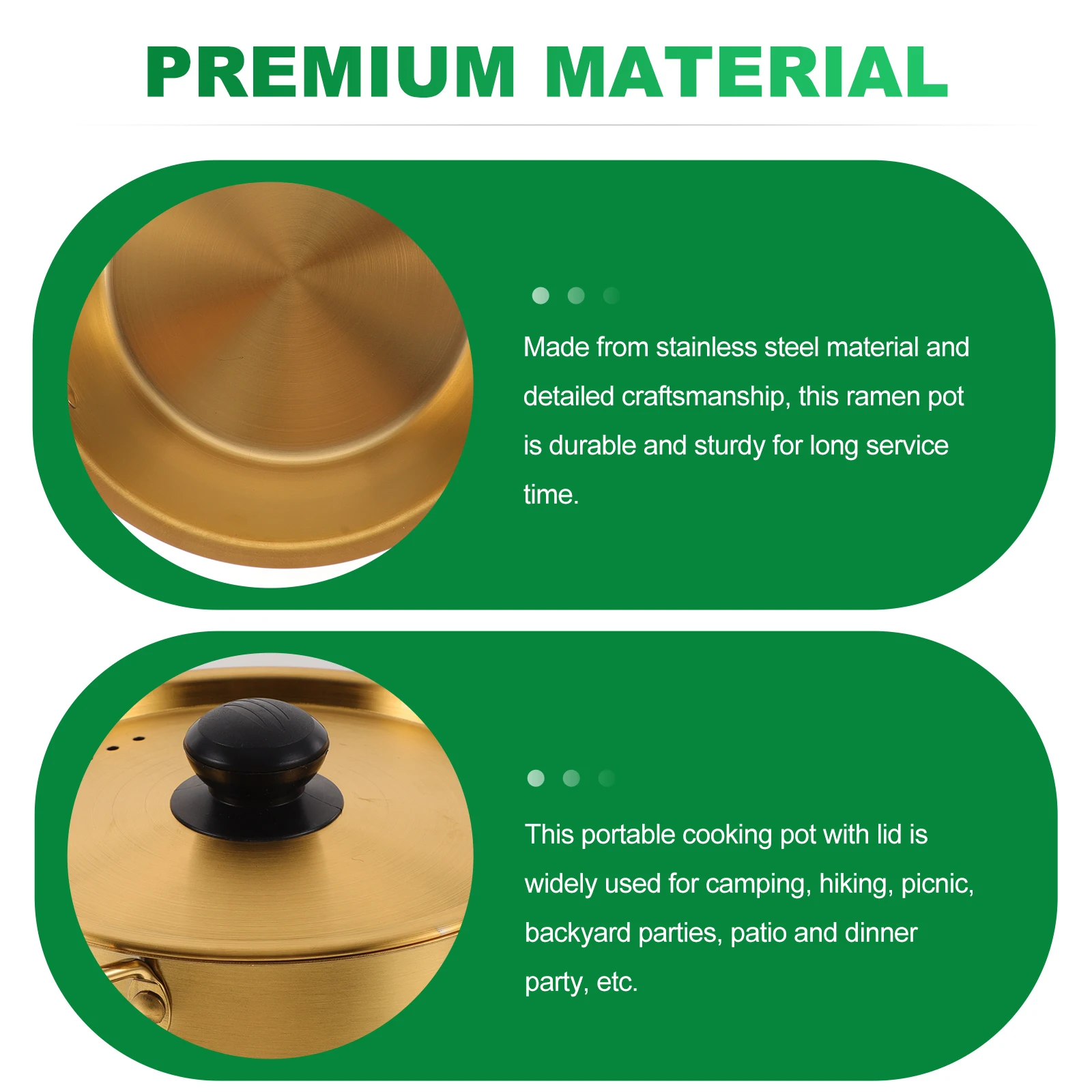 

Stainless Steel Noodle Pot Portable Cooking Pot with Lid Handheld Heat Resistant Handle for Ramen Soup Korean Cooking Kitchen