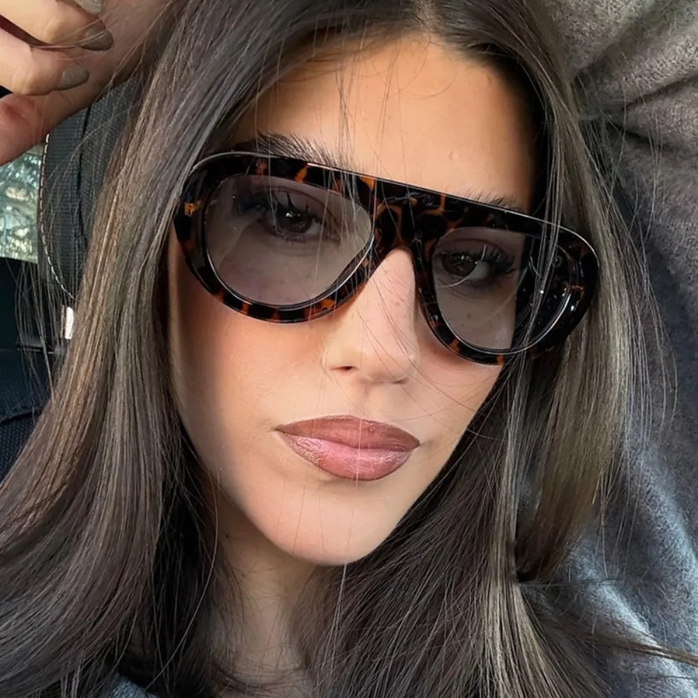 

Trend Lightweight Large Frame Sunglasses Fashion Vintage Wide Legs Sun Glasses Punk Leopard Print UV400 Eyewear Photography