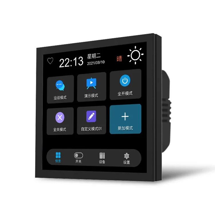 TUYA 4 Inch Smart Touch Screen with 4 Way Switch Relay Full Screen Smart Switch