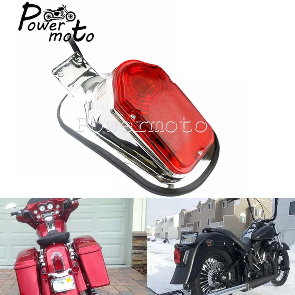 Luz trasera para Suzuki Yamaha Harley Honda Kawasaki Cruiser Chopper Bobber, luces traseras personalizadas para motocicleta, Tombstone, freno trasero