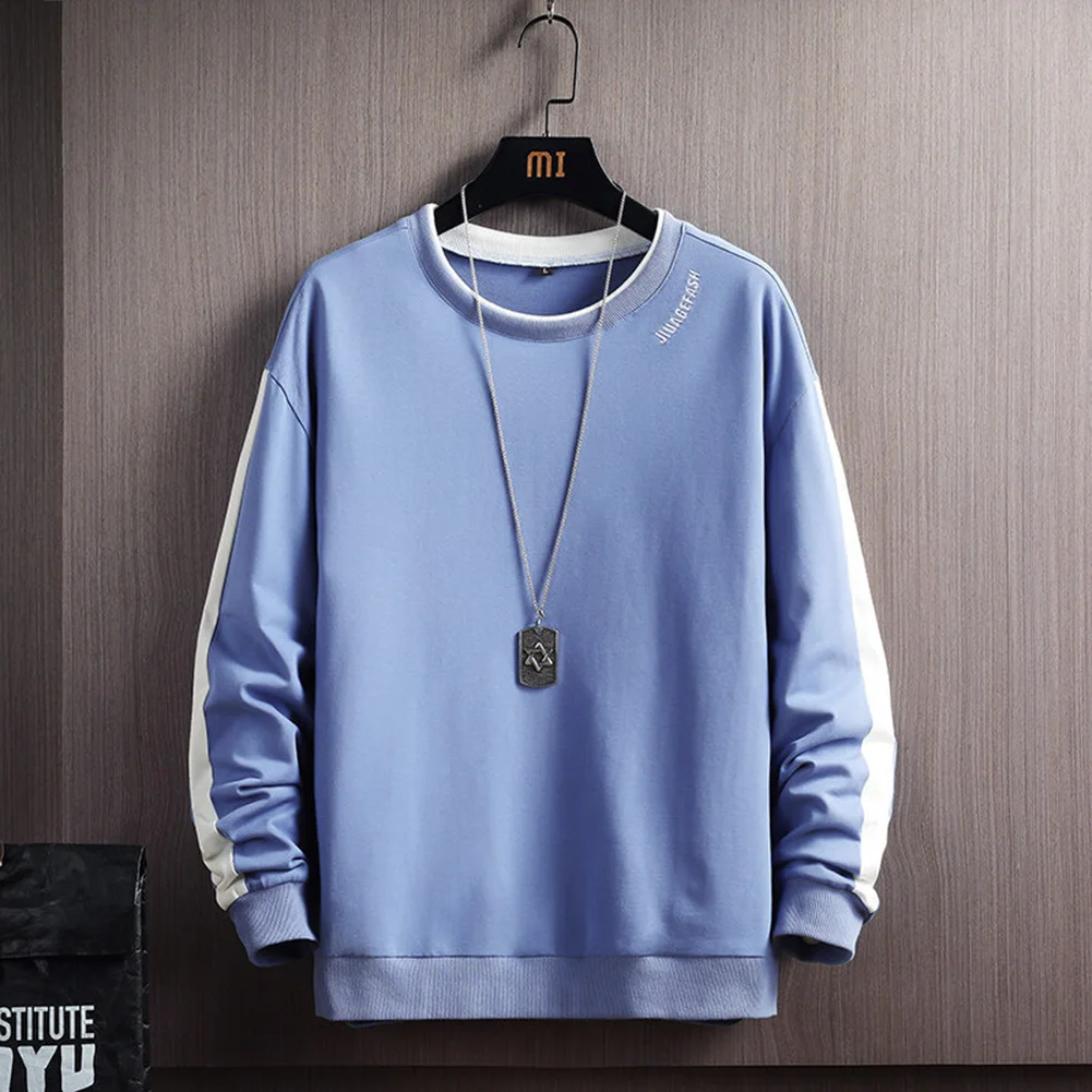 Suéter de manga larga para hombre, suéter holgado de cuello redondo con contraste de Color, venta al por mayor