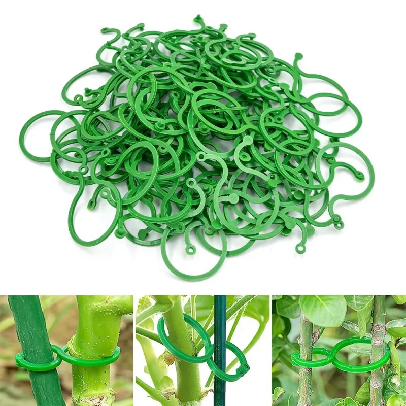 50/100/300Pcs Plastic Garden Vine Strapping Clips Tie Plant Bundled Buckle Ring Garden Tomato Grapevine Hook Plants Support Tool