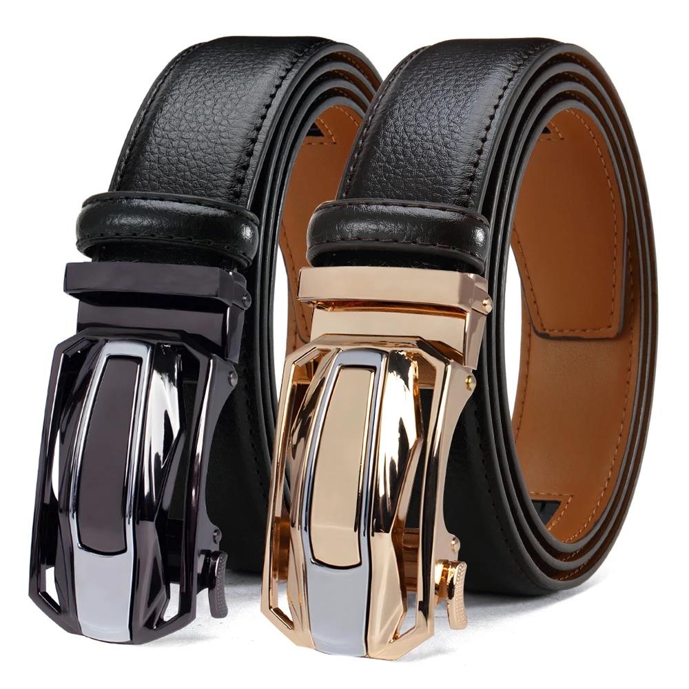 

Men Belt Genuine Leather Cow Strap Automatic Belt Sports Car Brand Fashion Automatic Buckle Waist Strap Black Male Belts for Men