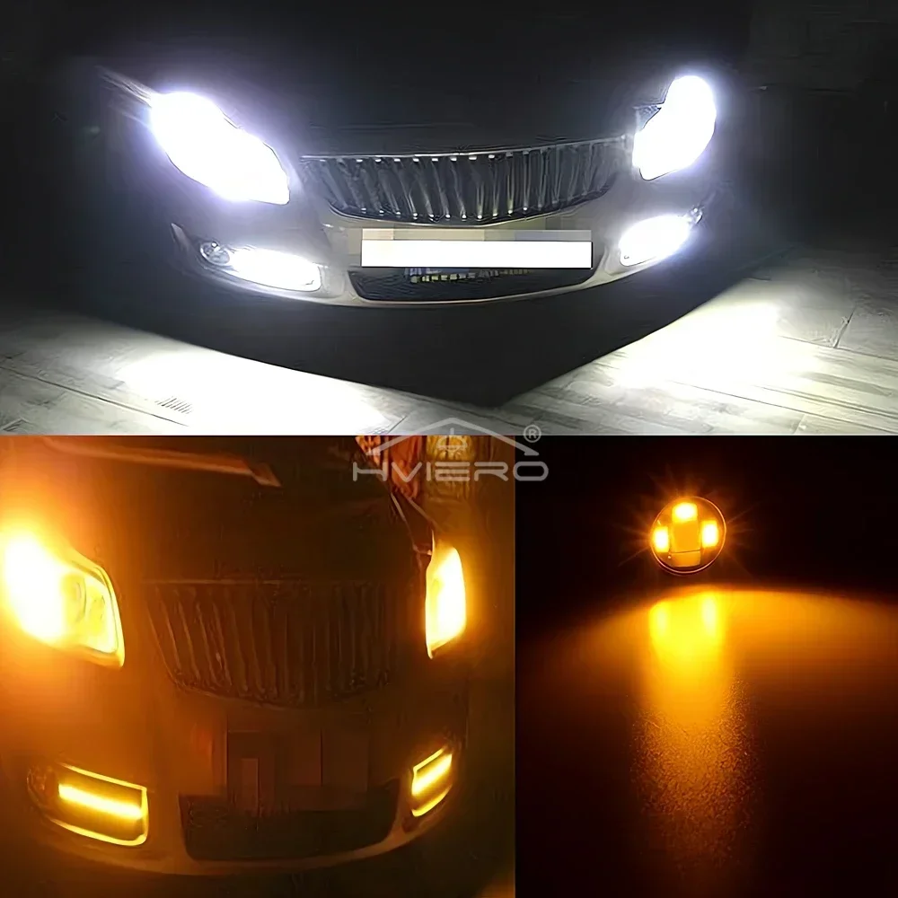 Dual Color Switchback Turn Signal Light, Backup Auto High Bright Lighting, Lâmpada, 6LED, DC, 12V, 5730, Eagle Eye, Daytime, Running