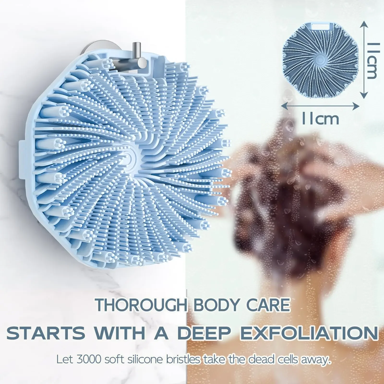 Bath Soft Silicone Back Brush Bath Shower Sponge Scrubbing Brush with Handle Exfoliating Scrub Skin Massager Exfoliating Brushes
