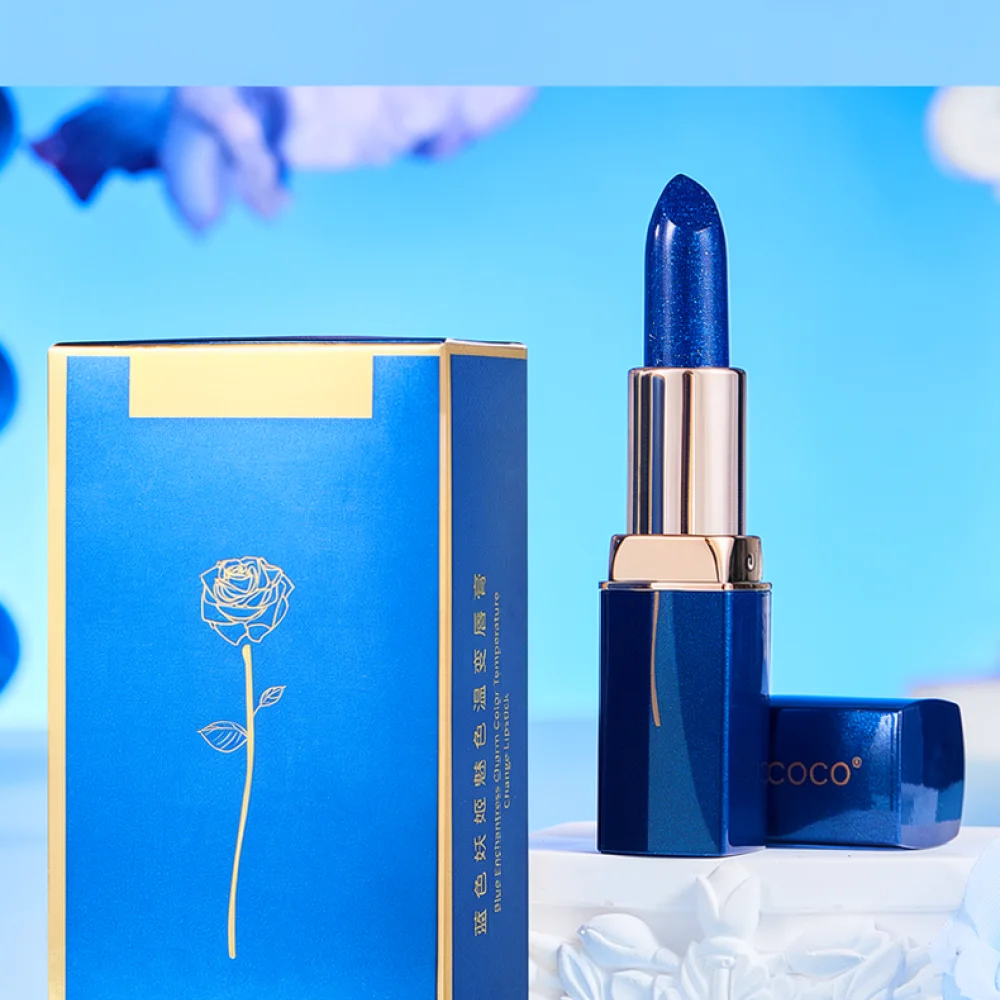 For Lessxcoco Blue Enchantress Temperature Sensitive Lipstick Satin Texture Smoothing Lip Gloss Nourishing Balm Repair