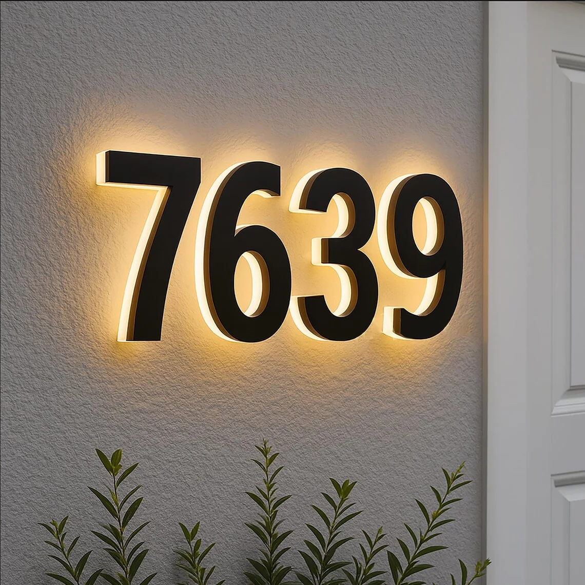 Backlit Number Sign Custom Illuminated Metal Number Sign Personalised Outdoor Home, Garage, Apartments, Shop Decor