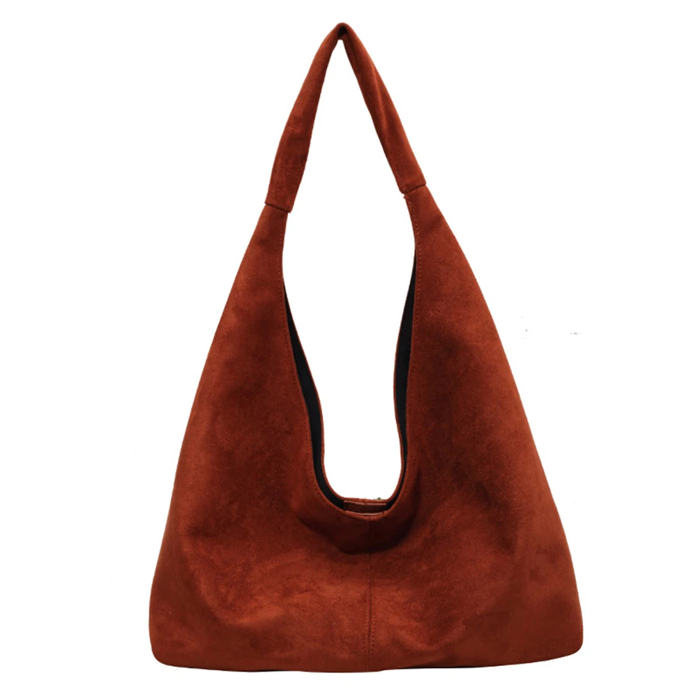 

Women Suede Underarm Bag with Pocket Shoulder Bag Large Capacity Handbag Slouchy Bag for Work Travel Shopping