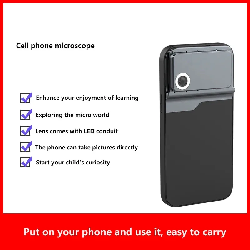 400x Phone Lens Iphone Microscope Lens Portable Smartphone Lentes for iPhone 15 14 13 12 11 Pro Max Microworld for Kids Adults