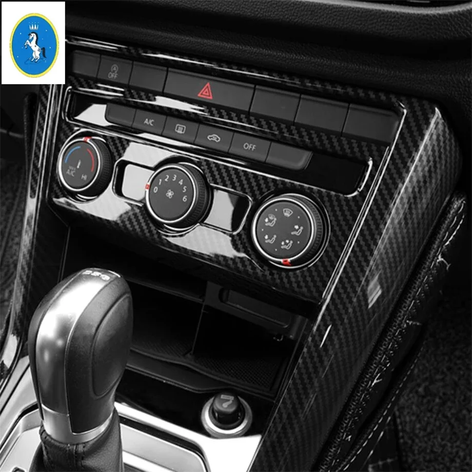 

Central Control AC Air Conditioning Gear Shift Frame Cover Trim Carbon Fiber Accessories For Volkswagen T-Roc T Roc 2018 - 2021