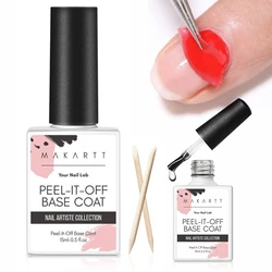 Makartt Peelable Base Coat Latex Nail Polish Barrier 2 in 1 15ML Peel Off Gel Base Coat Liquid Latex Clear Gel Nail Polish Ready