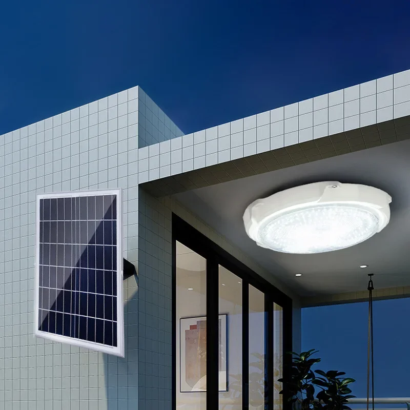 Solar Light Ceiling Light Outdoor Separate Panel IP66 Waterproof Ceiling Lamp Indoor Aisle Balcony Bedroom Solar Sensor Light