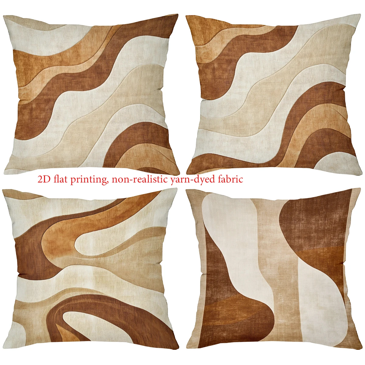 Modern Abstract Wave Pattern Decorative Throw Pillow Cover 2D Printed Polyester Sofa Cushion Case for Home Decor