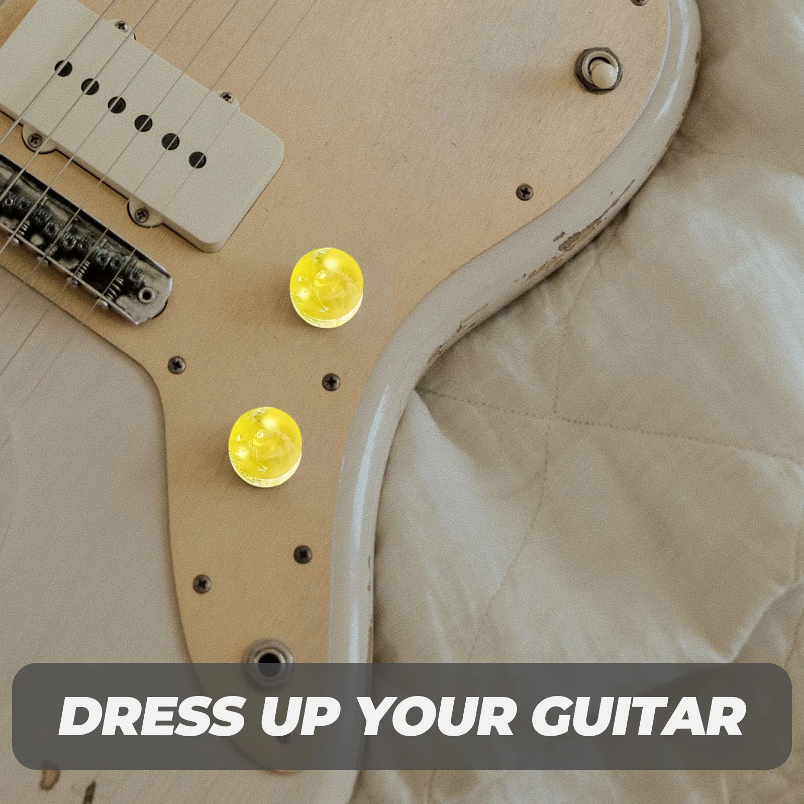 

Electric Guitar Potentiometer Button Knobs Control Aluminum Tone Yellow Parts and Hardware