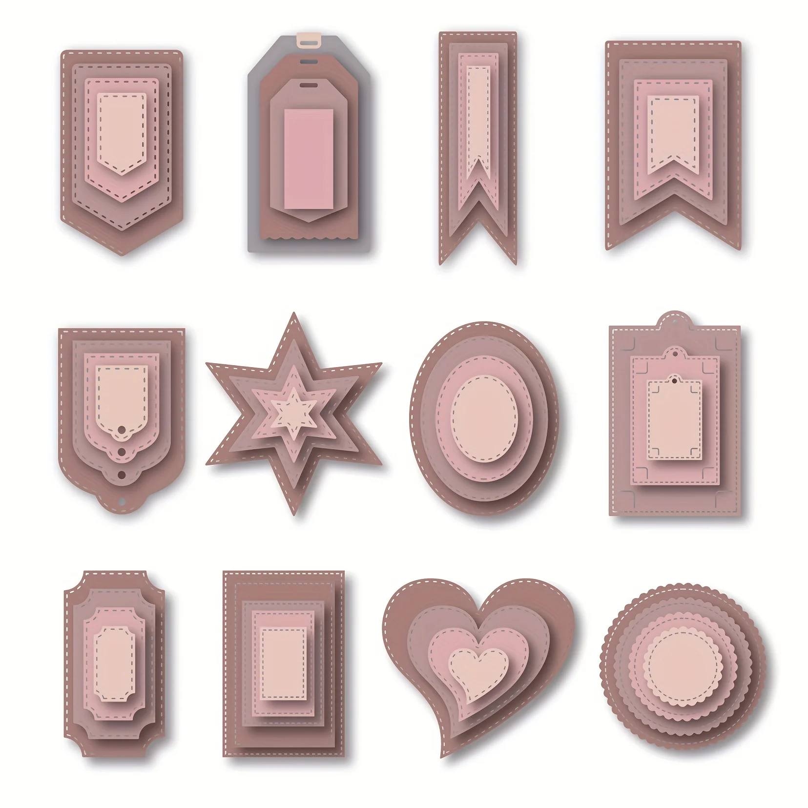 Die Cut Hexagram Love Metal Cutting Dies  Set Stamp Memo Decoration 12 Cutting Dies Die Cut For Card Making Scrapbooking DIY