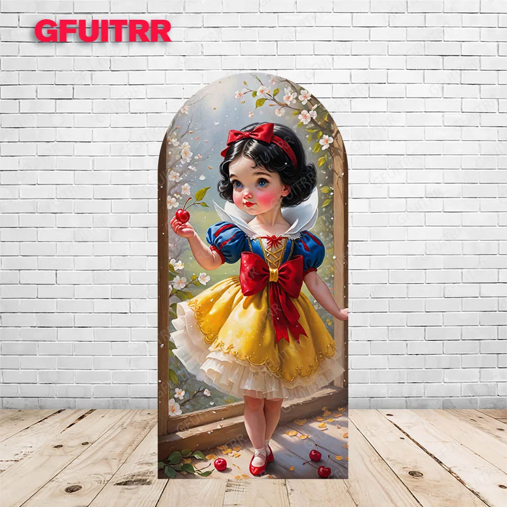 Little Snow White Backdrop Arch Cover Birthday Decoration Photography Background Girl Boy Party Polyester Photo Booth Prop