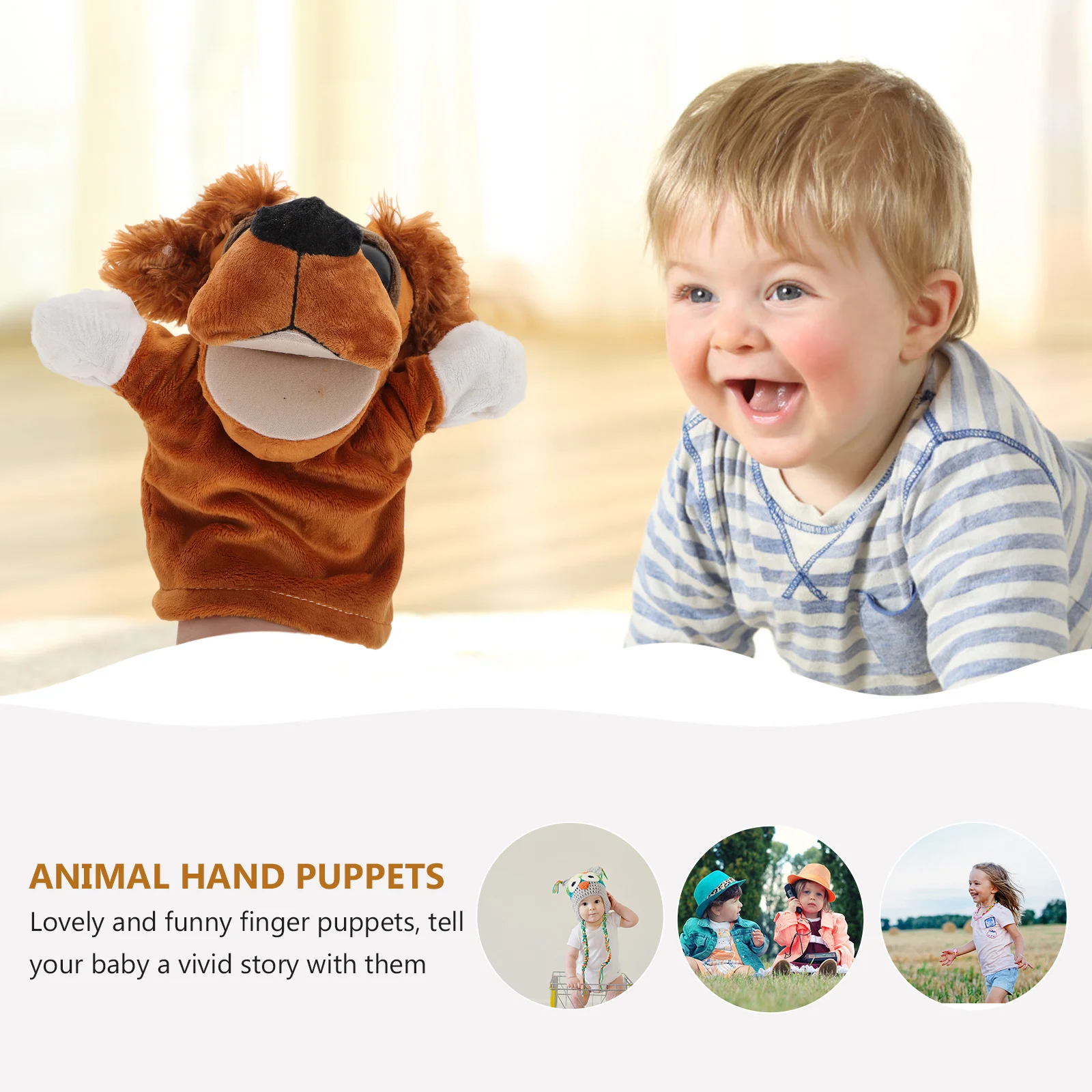 Baby Animal Hand Puppet Cartoon Role Play Toy Educational Plush Dolls Glove (Hairy Ears Dog) zwierząt pacynki ręczne