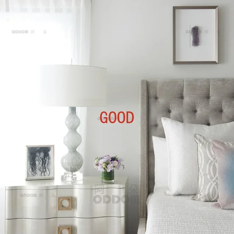 American Light Luxury Living Room Bedroom Bedside Table Lamp Simple Modern Master Bedroom Creative Retro Nordic Gray Table Lamp