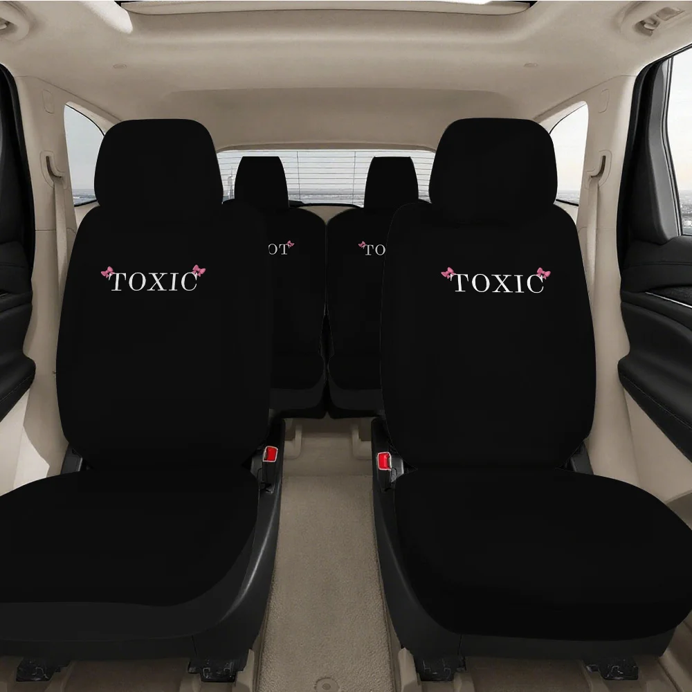 Front Row Car Seat Covers - Durable, Stylish Minimalist Design With "TOXIC" Print, Fit For Most Car Models, Machine Washable, No