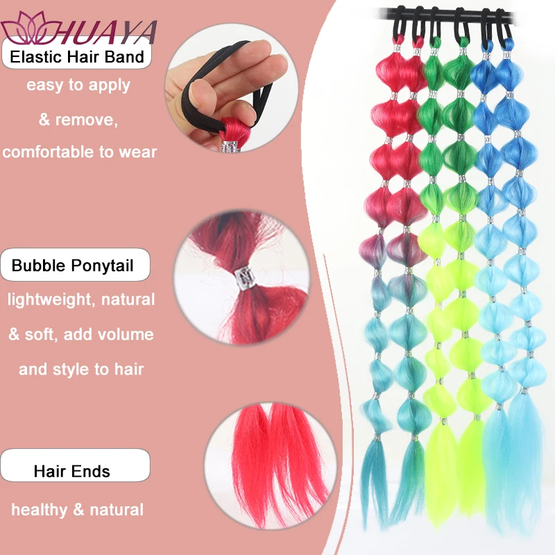 Synthetic Ombre Bubble Lantern Braid Ponytail Wig With Elastic Band,Y2K Women Hairpiece for Party Festival Cosplay