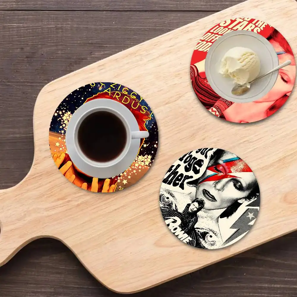 British D-David B-Bowie rock singer Wooden Coaster Colour Printing Cup Mat Home Desk Decoration Gifts