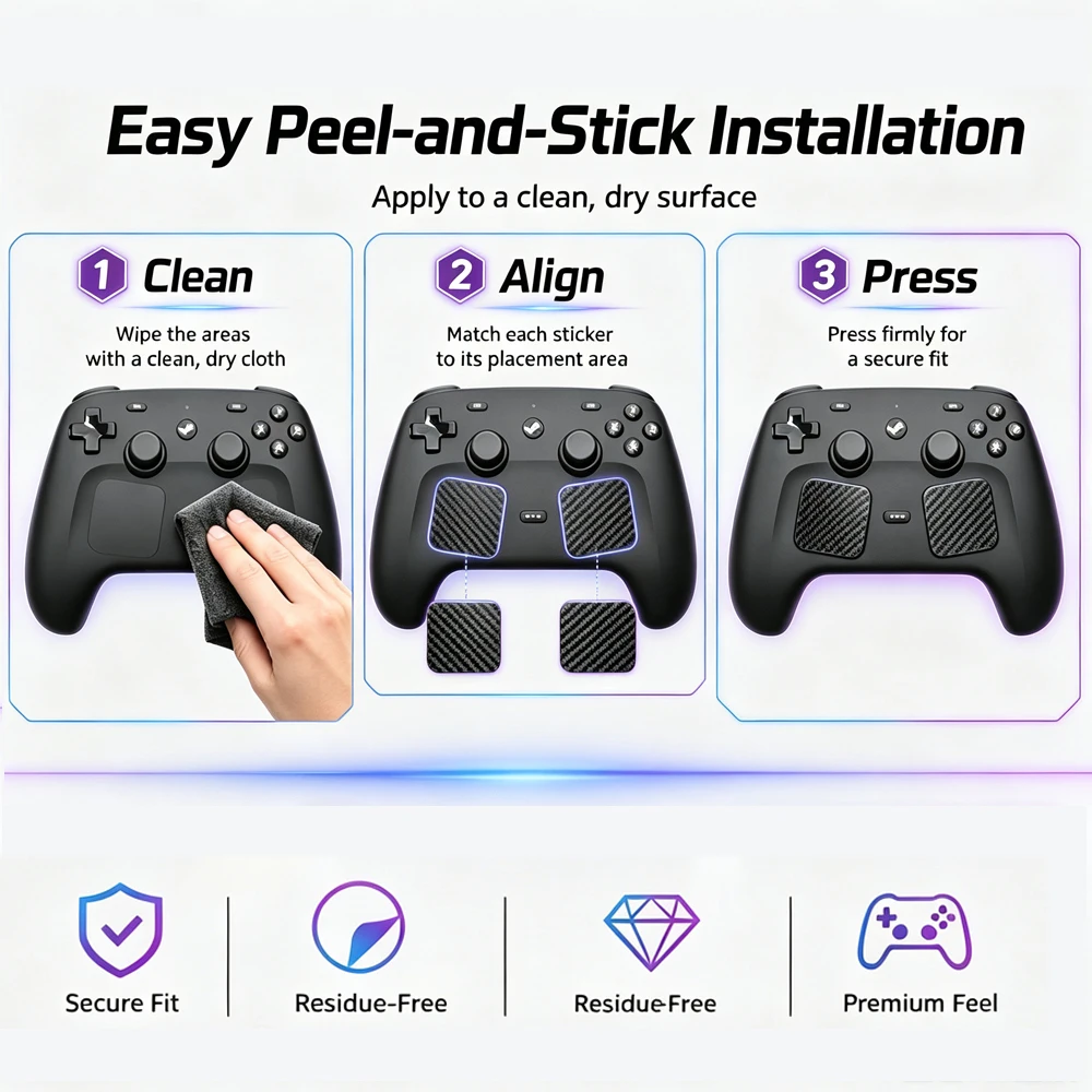 10Pcs/Set Carbon Fiber Stickers for Steam Controller 2 Button Touchpad Textured Joystick Cap Grip Protector Cover Accessories