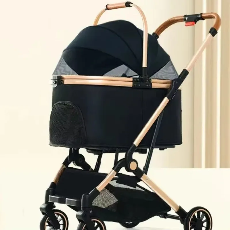 carrinho pet Lightweight Oxford ABS Four-Wheel Eco-Friendly Foldable Fashion Pet Stroller 15kg Capacity Dogs Cats Cross-Border P