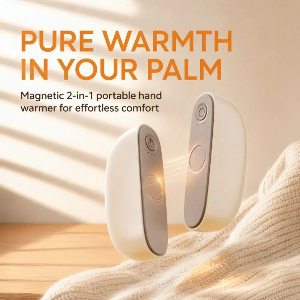Portable Magnetic Hand Warmer Detachable Adjustable Heat Settings Electric Handwarmer USB Charging Split Design