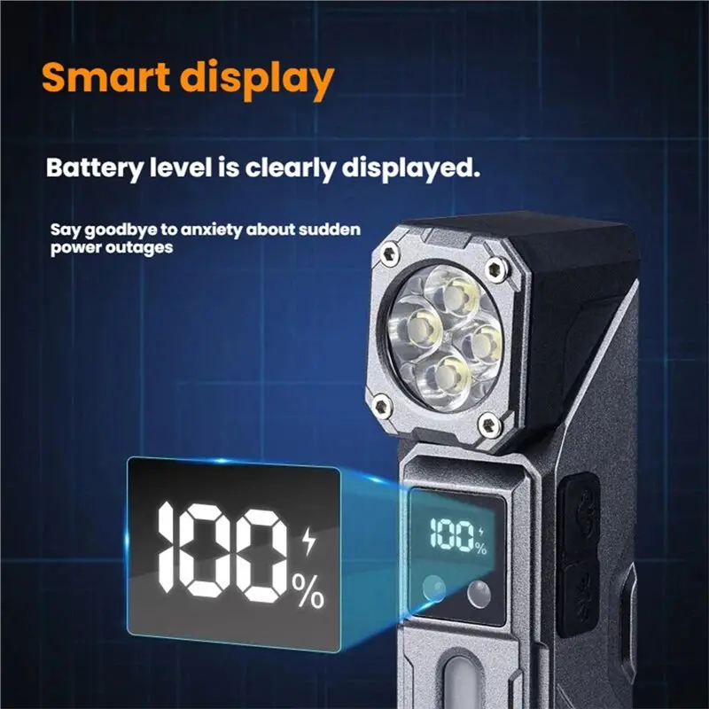Super Bright LED Flashlight USB Rechargeable Portable Tail Magnet RGB Camping Lantern Side COB Emergency Light