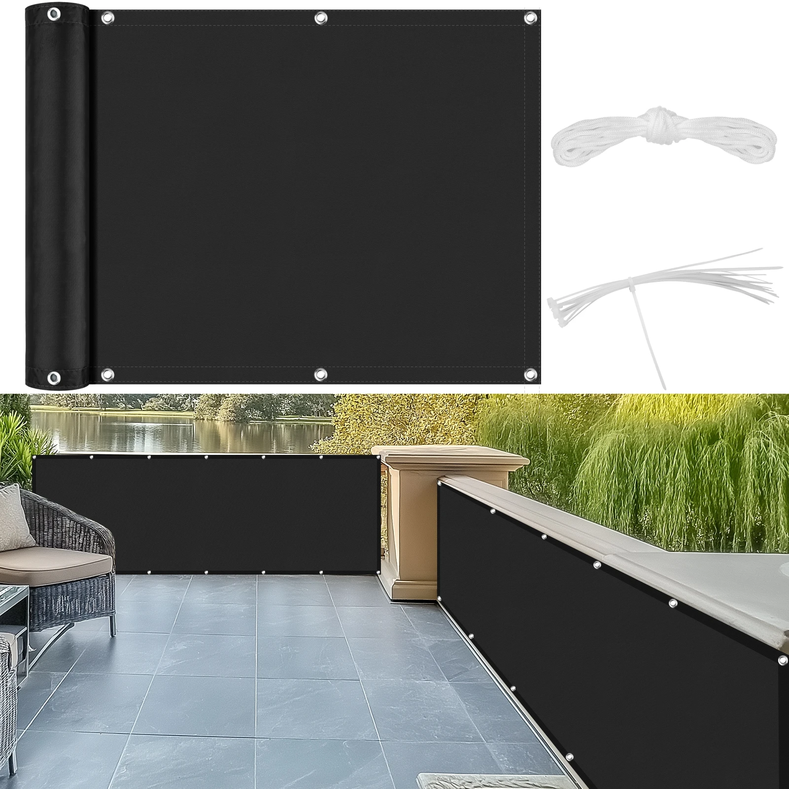 Couverture de clôture pour écran de confidentialité de balcon, Protection UV, bouclier résistant à l
